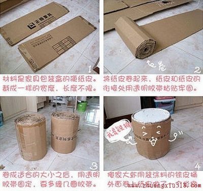 创意家居：废旧卡纸纸皮坐墩,手把手教都没这么清楚!
