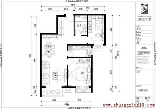 92平简欧风格二居室装修设计效果图