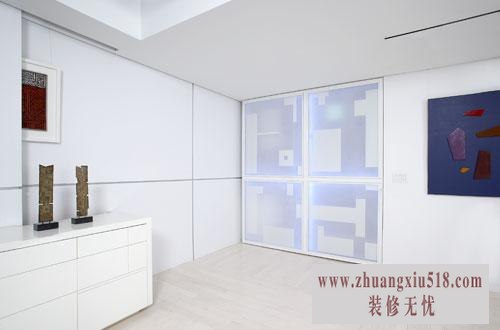 白色主题简约艺术公寓 ,装饰画,白色,艺术,简约风格,隐形门背景墙