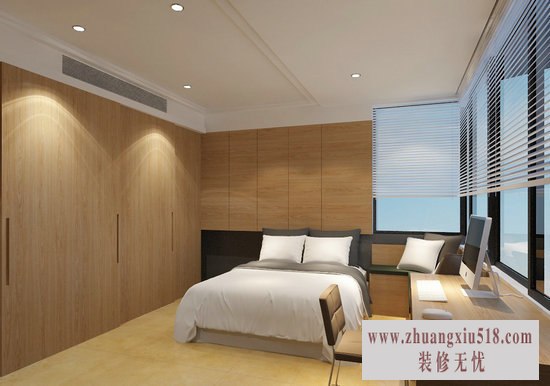 将柱体延伸包覆作为端景,曲线圆弧则化解柜体对床的锐利感。