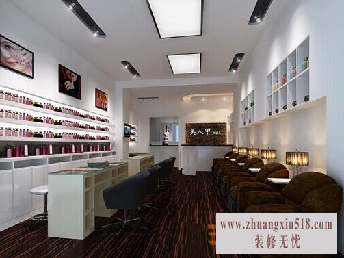 现代简单中式风格美甲店装修效果图