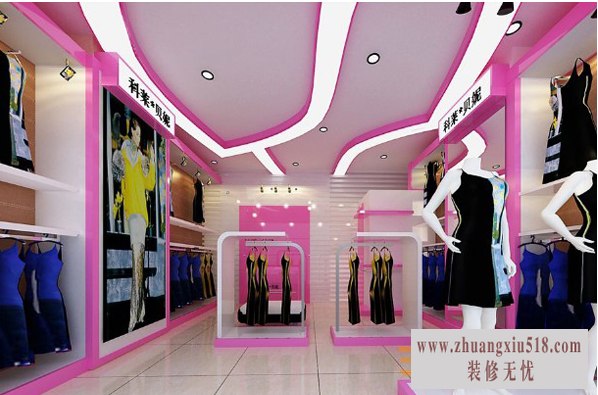 现代风格女服装店店面吊顶装修效果图
