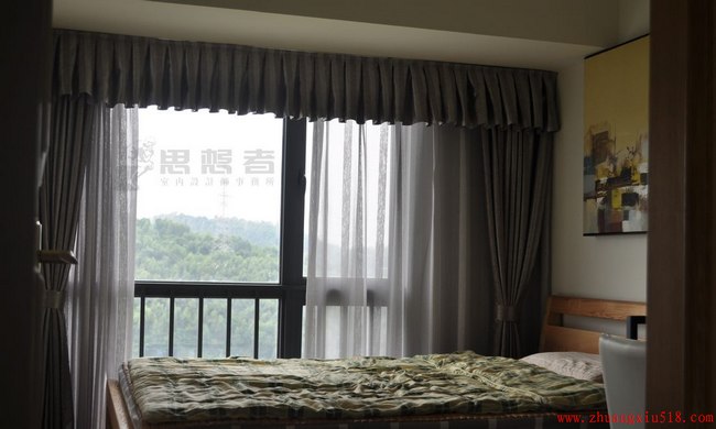 现代简约卧室落地窗窗帘效果图欣赏