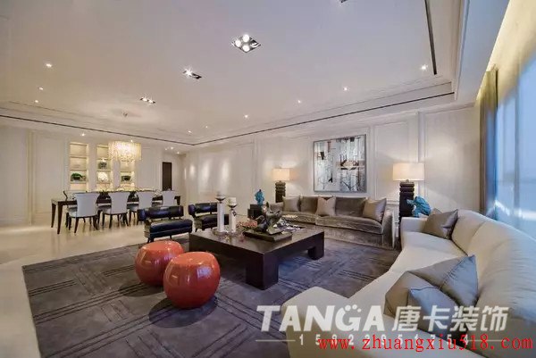保利*上明珠-现代风格复式现代简约客厅装修效果图设计欣赏