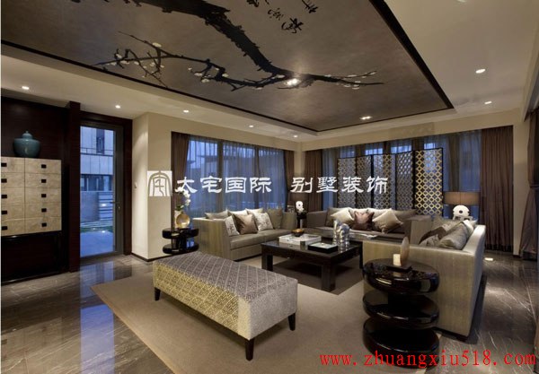 清雅含蓄现代简约风格设计五室两厅现代简约客厅装修效果图设计欣赏