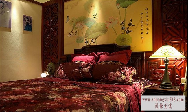 17万打造中国风主题中式风格卧室装修效果图大全最新图片
