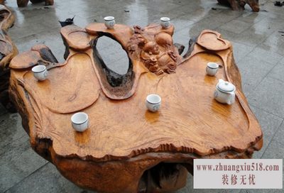 香樟木根雕茶几